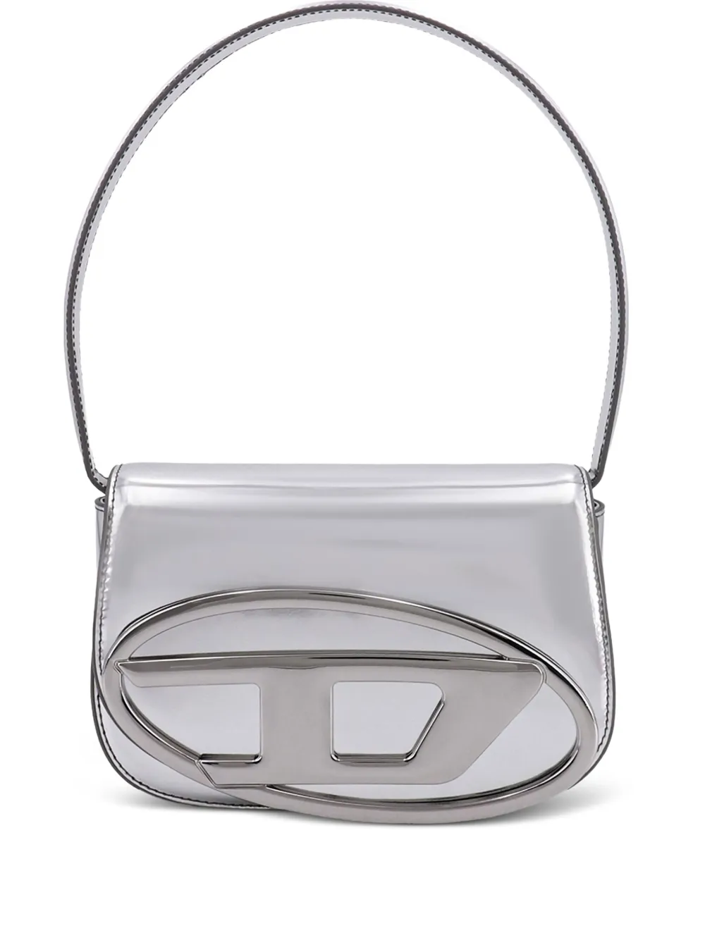 Diesel Mini-schoudertas met metallic-effect en logoplakkaat Grijs