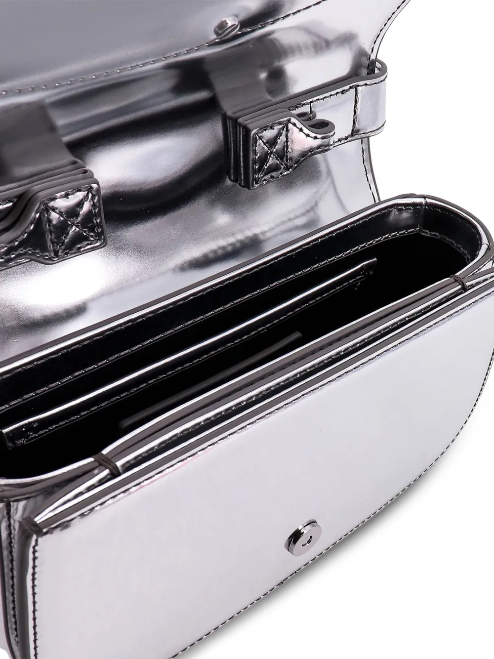 Diesel Mini-schoudertas met metallic-effect en logoplakkaat Grijs