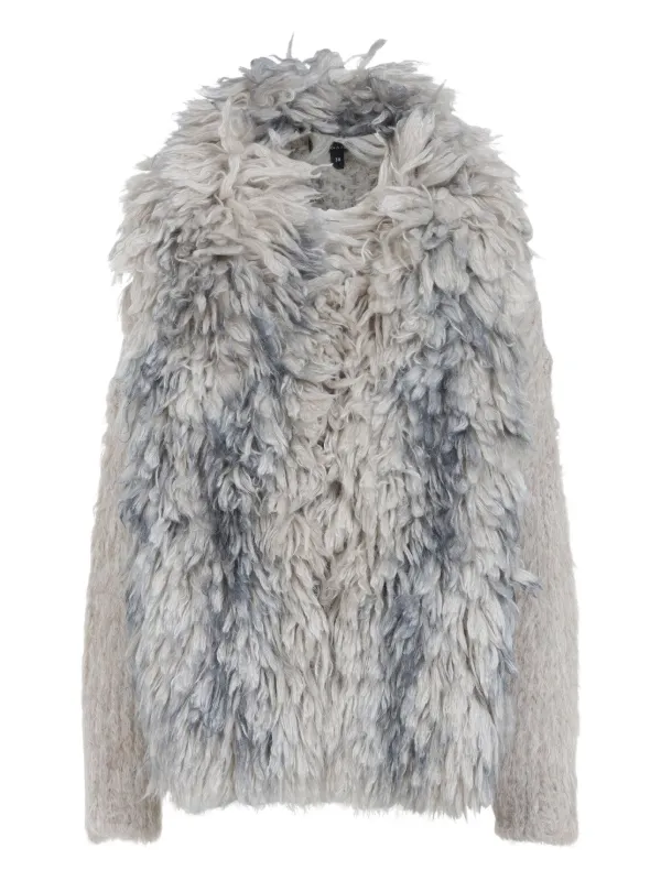 Giorgio Armani Shaggy High-neck Cardigan in Pink