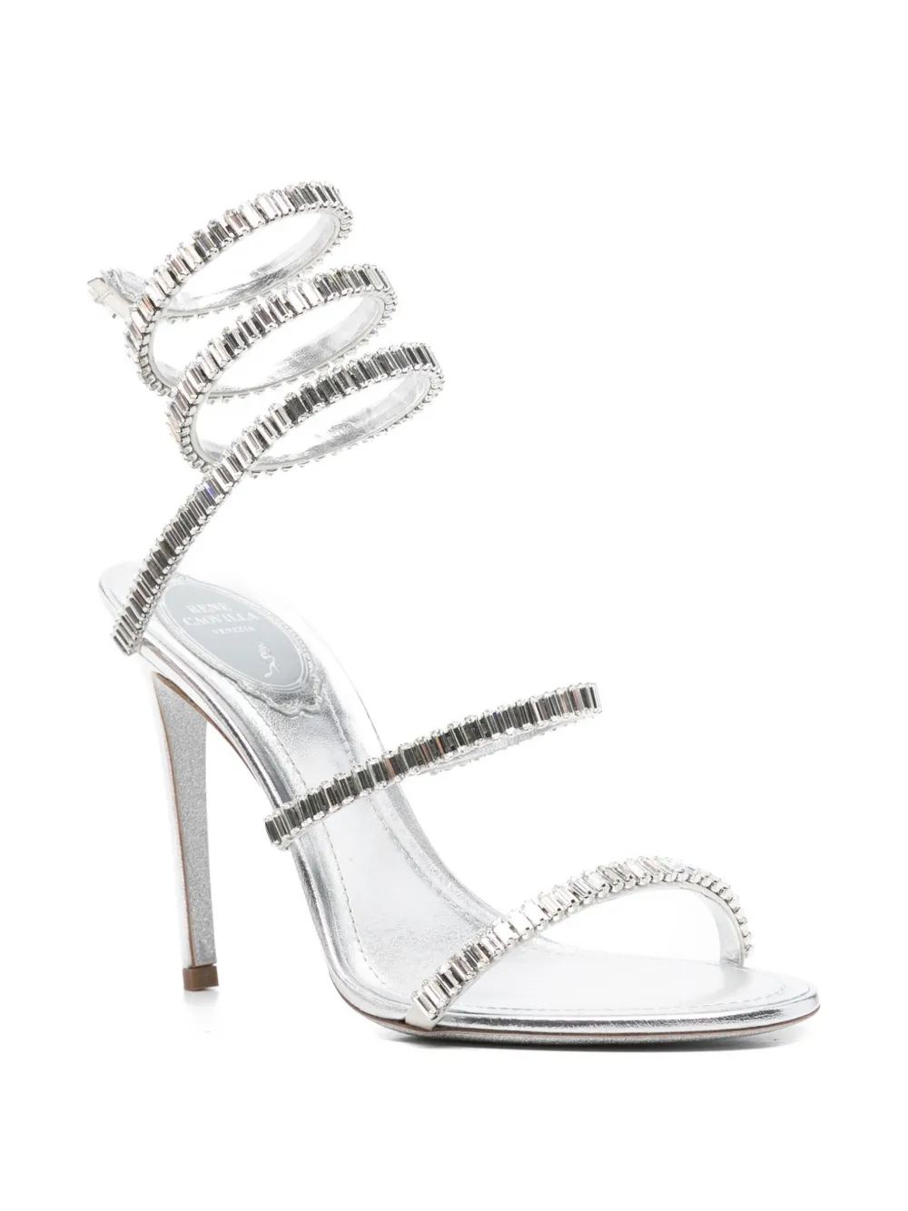 René Caovilla 105mm Cleo Sandals In Silver