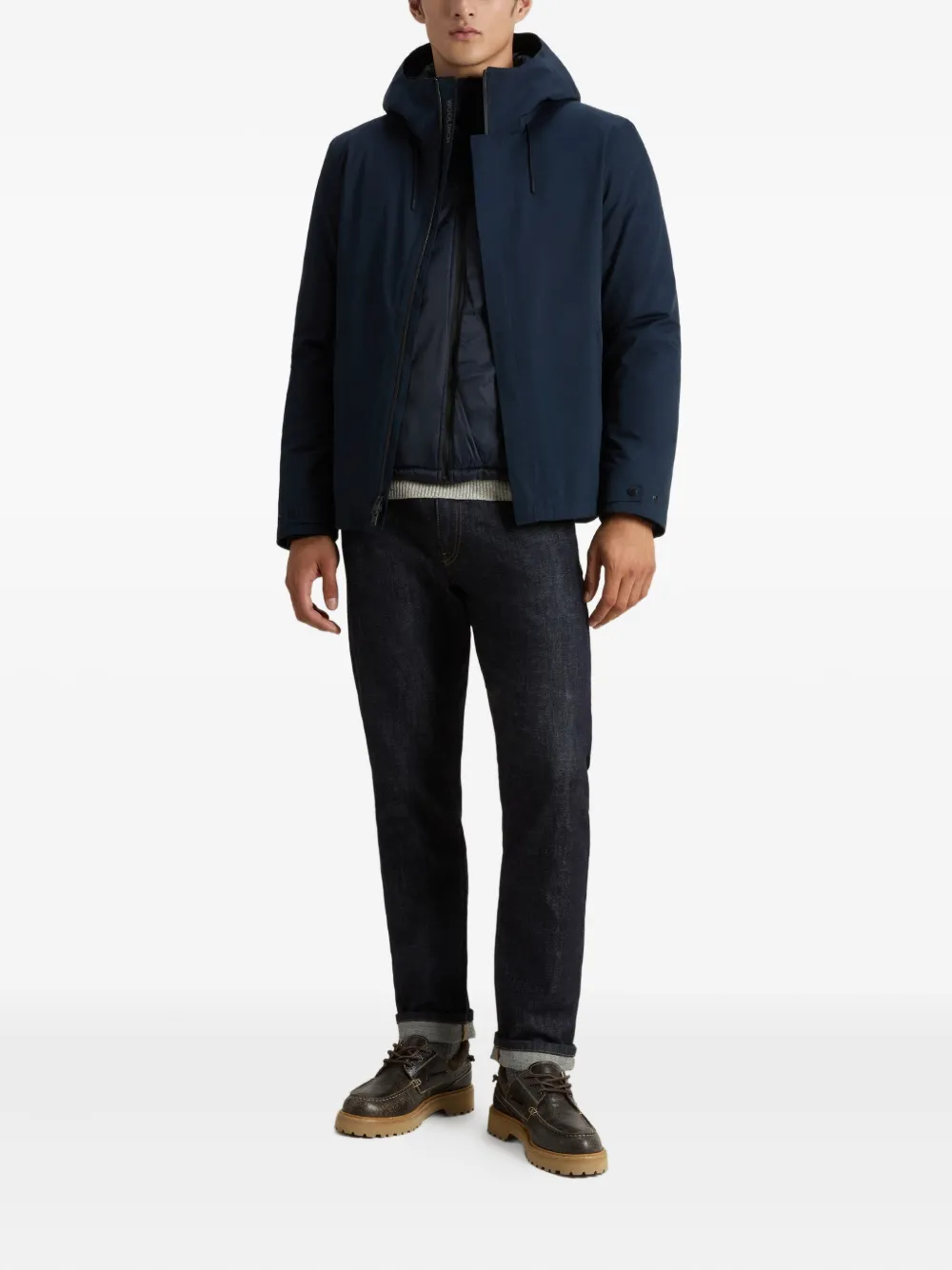 Woolrich hooded quilted jacket Blauw