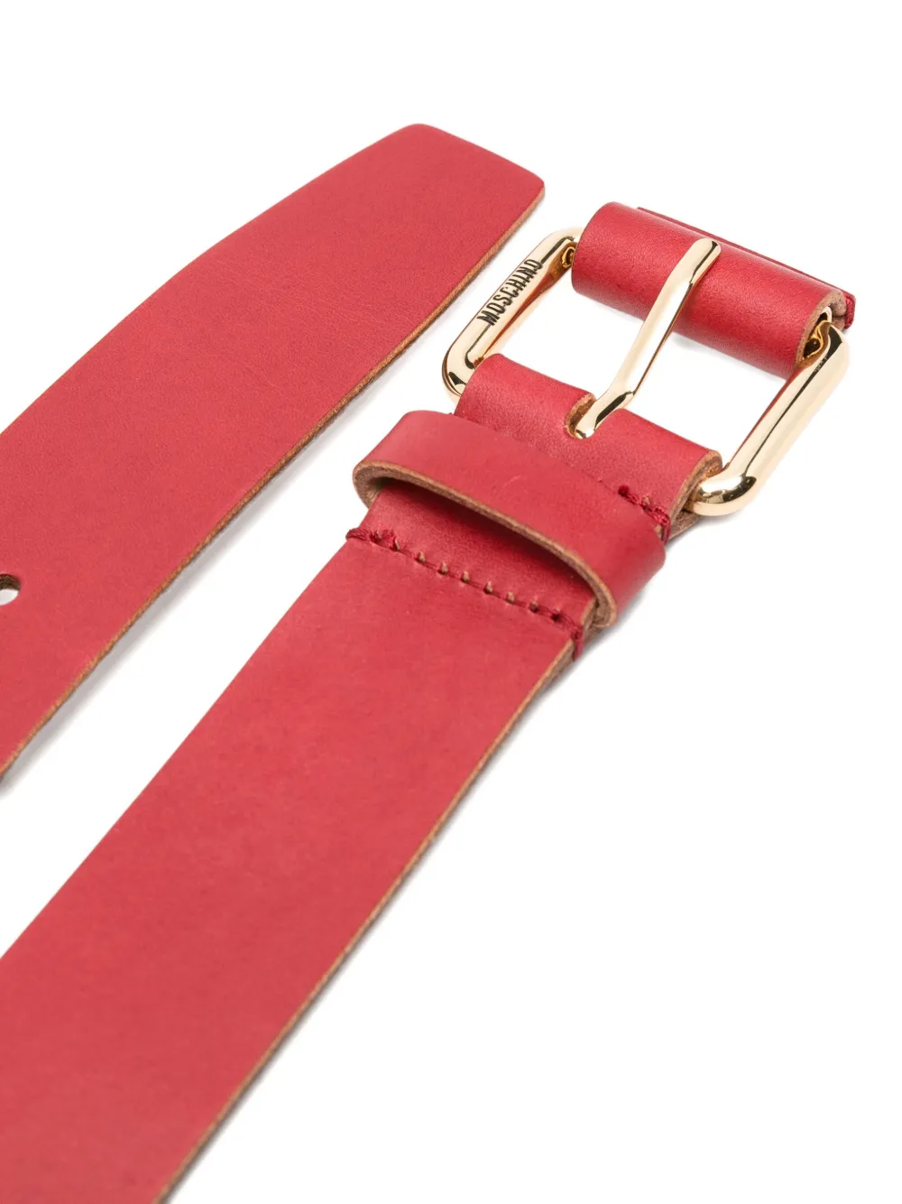 Moschino Logo-plaque Leather Belt In Red