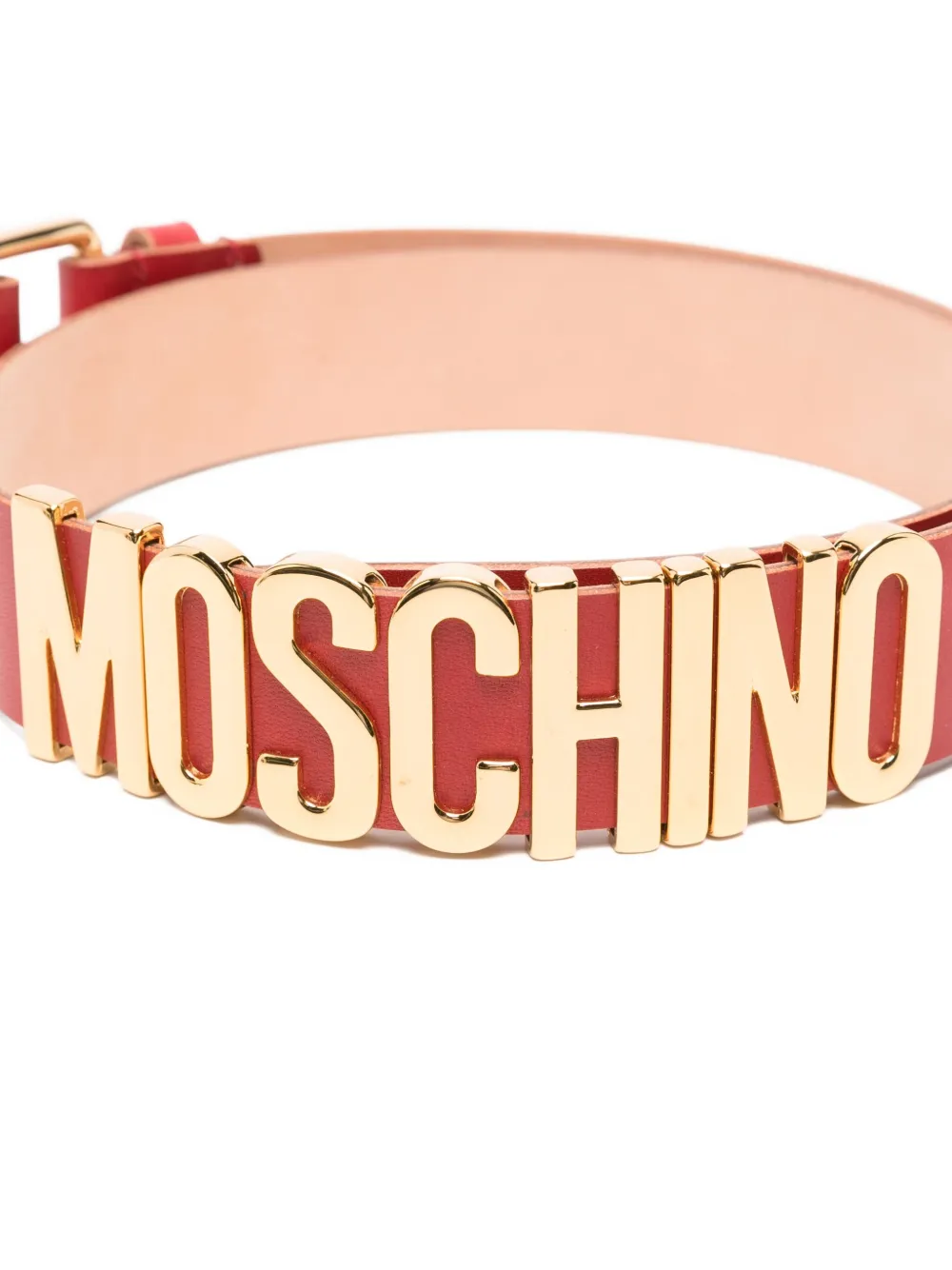 Moschino Leren riem met logoplakkaat - Rood