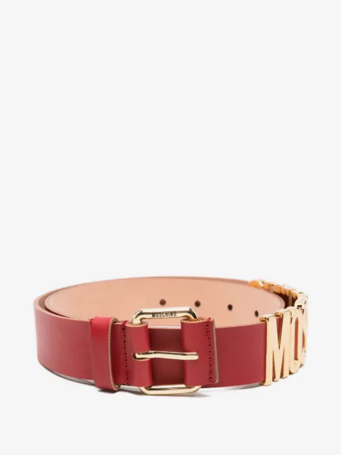 Moschino logo-plaque leather belt