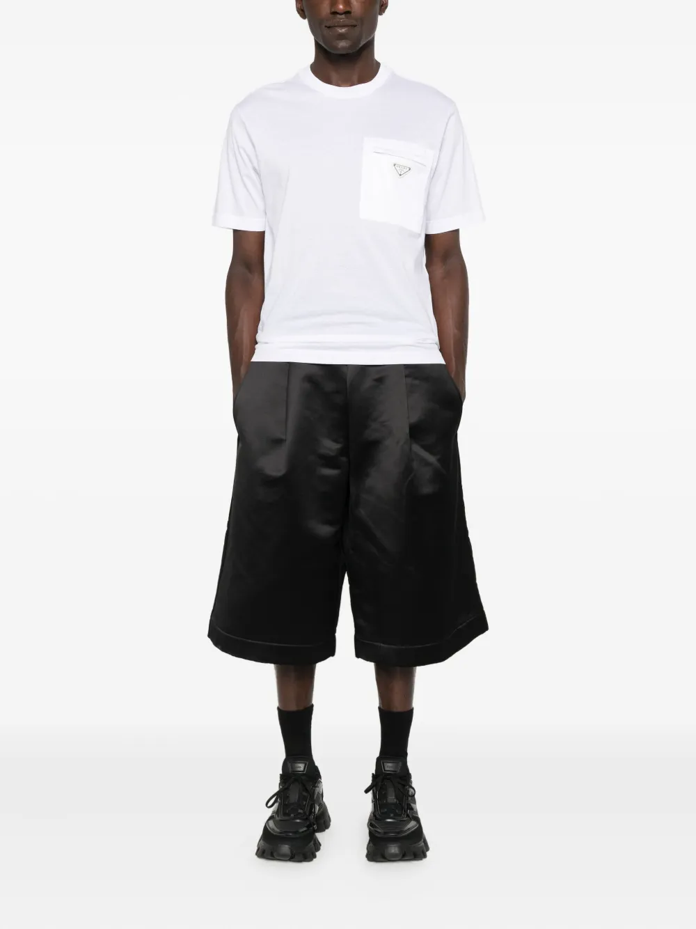 Prada Re-Nylon Triangle-logo T-shirt - Wit