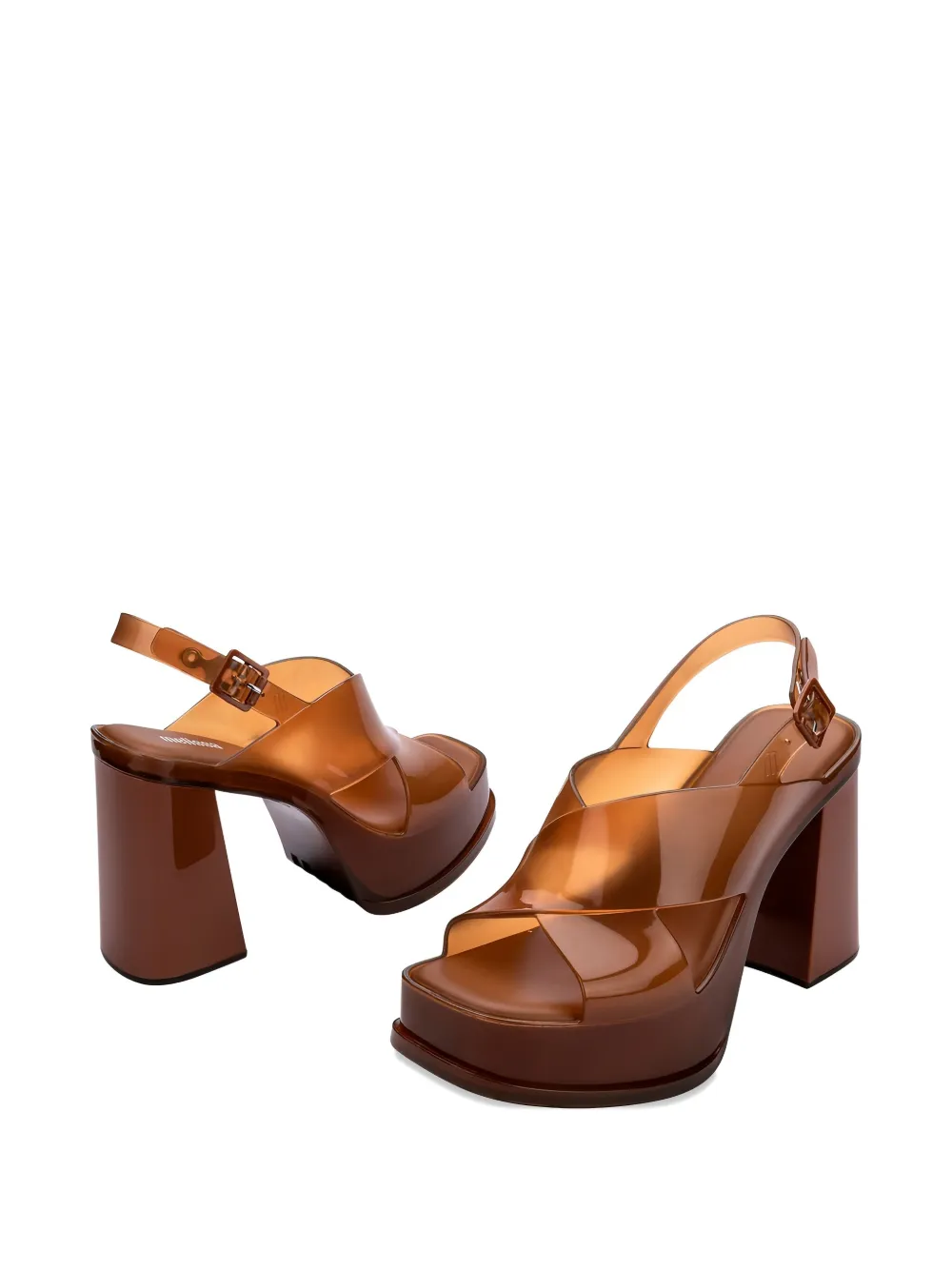 Melissa platform cross-strap pumps Brown