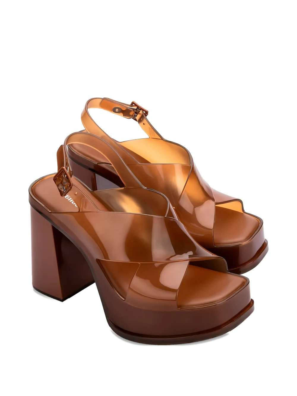 Melissa platform cross-strap pumps Brown