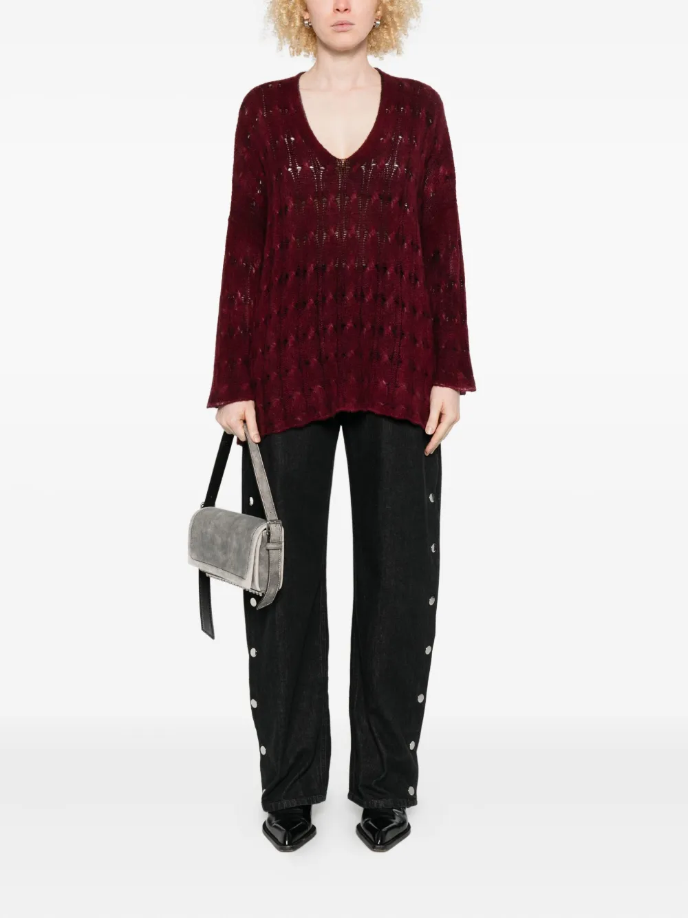 Avant Toi Open-knit Jumper In Red