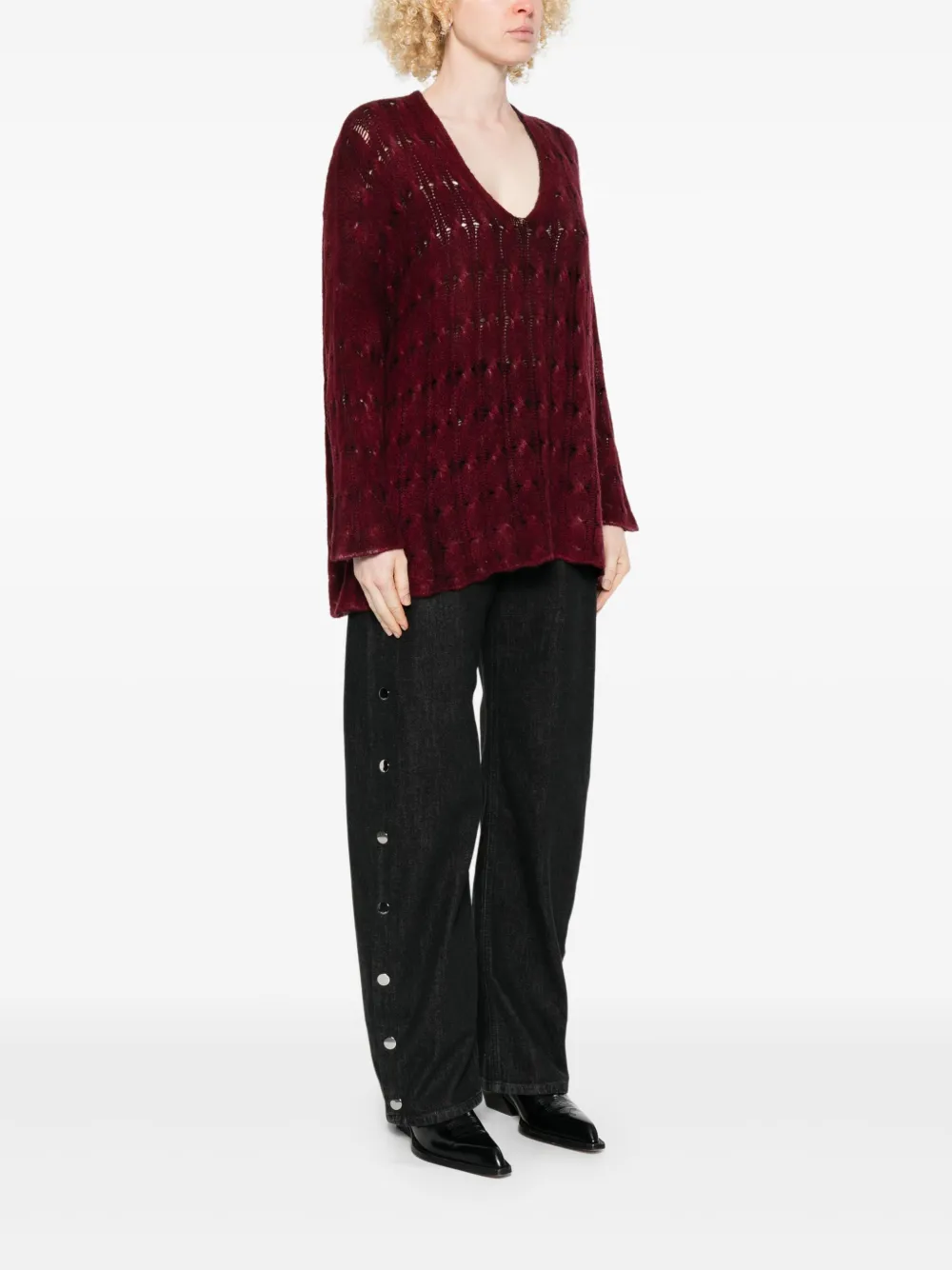 Avant Toi Open-knit Jumper In Red