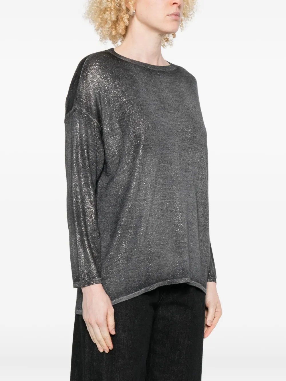 Avant Toi Glitter-detailed Round-neck Sweater In Gray