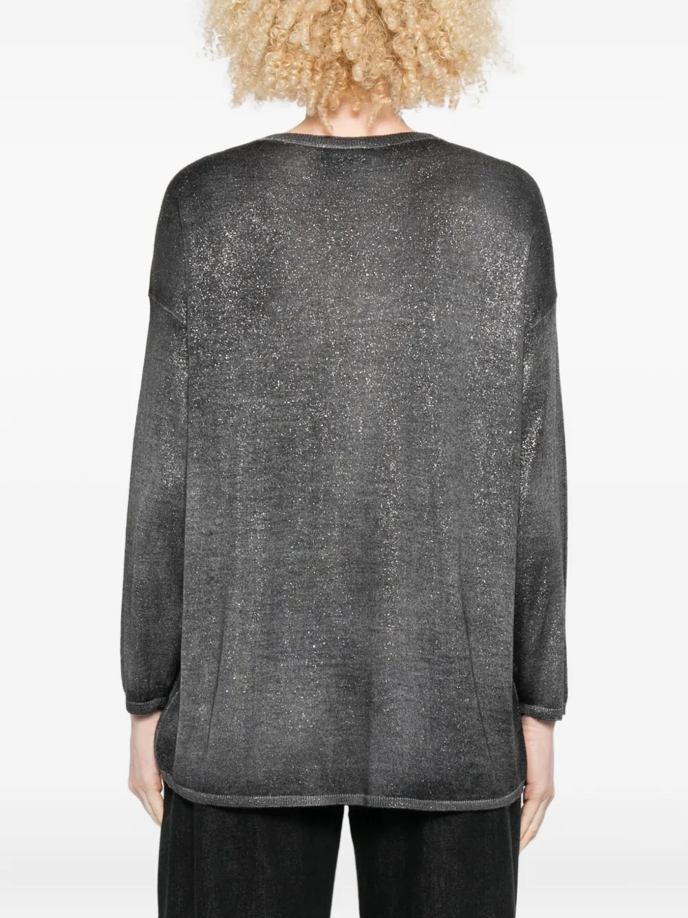 Avant Toi Glitter-detailed Round-neck Sweater In Gray