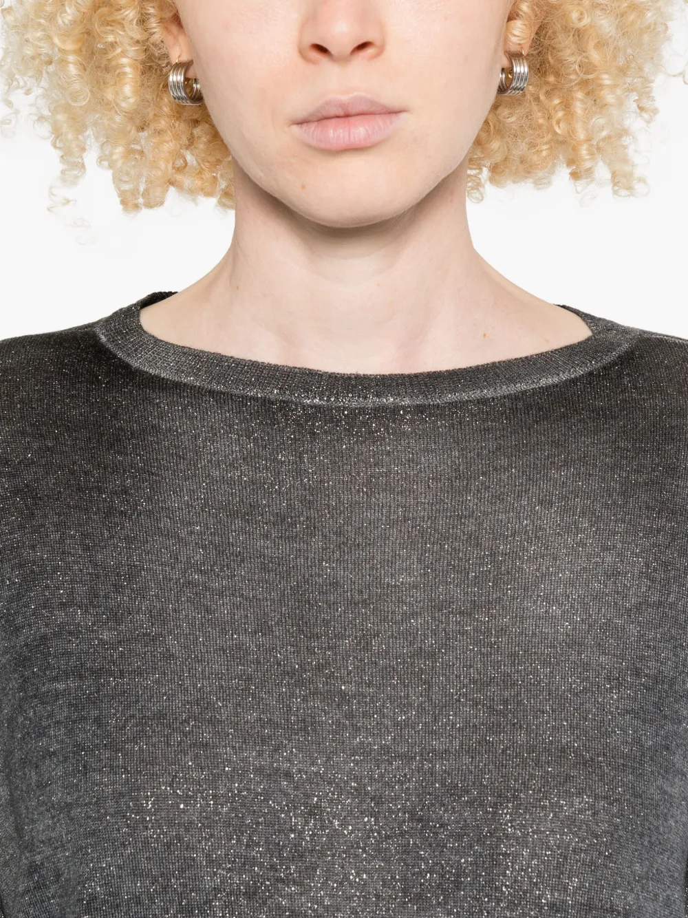 Avant Toi Glitter-detailed Round-neck Sweater In Gray