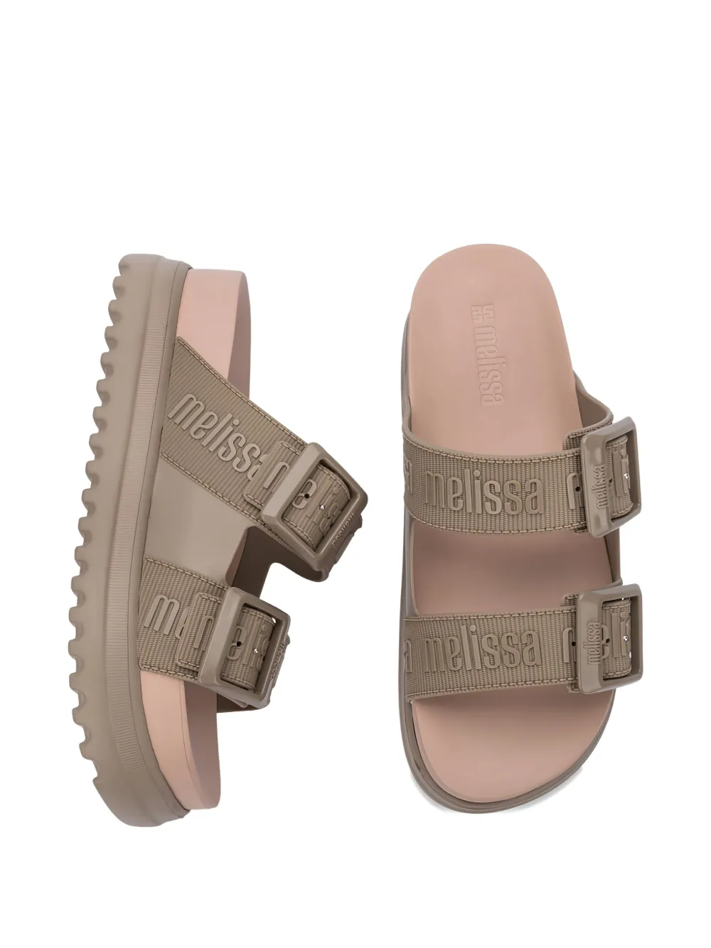Melissa platform double-strap slides Neutrals