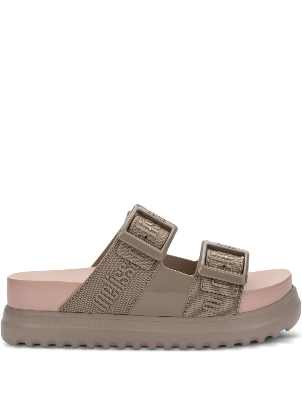 Melissa platform double-strap slides Neutrals
