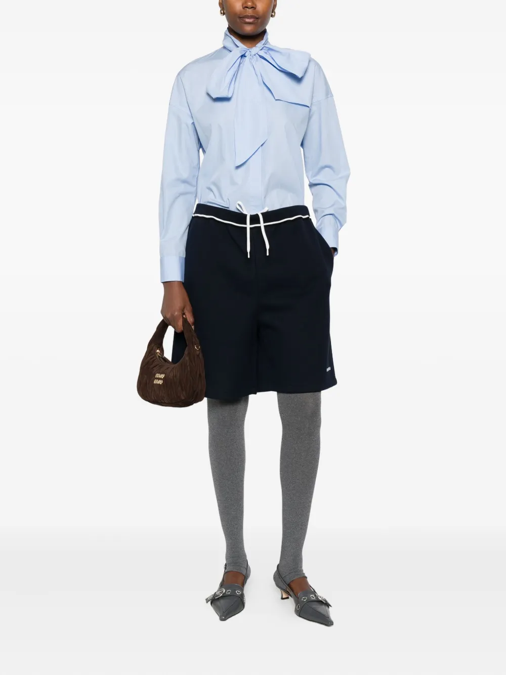 Miu Miu Shorts met elastische tailleband - Blauw