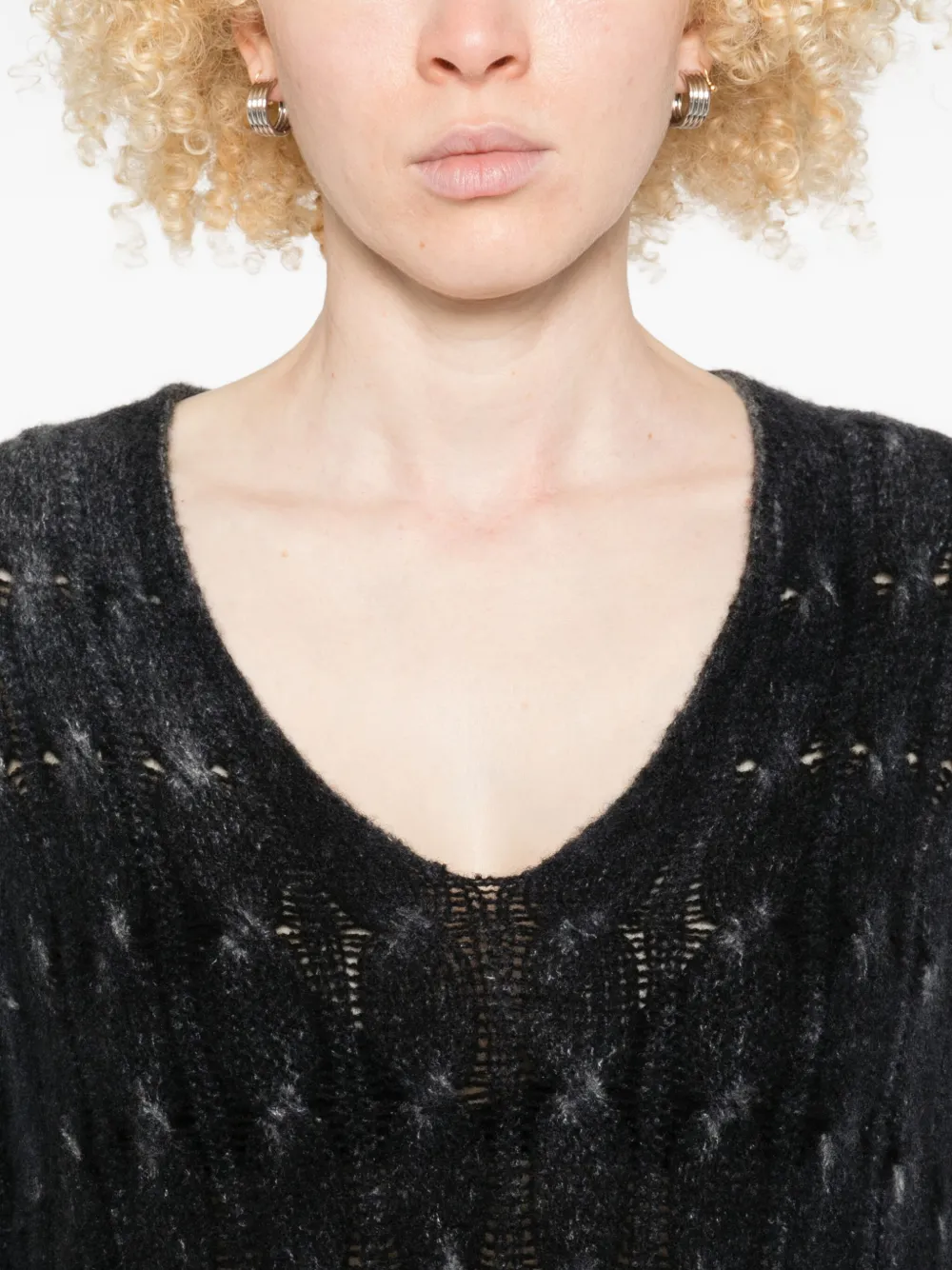 Avant Toi V-neck Cable-knit Sweater In Black