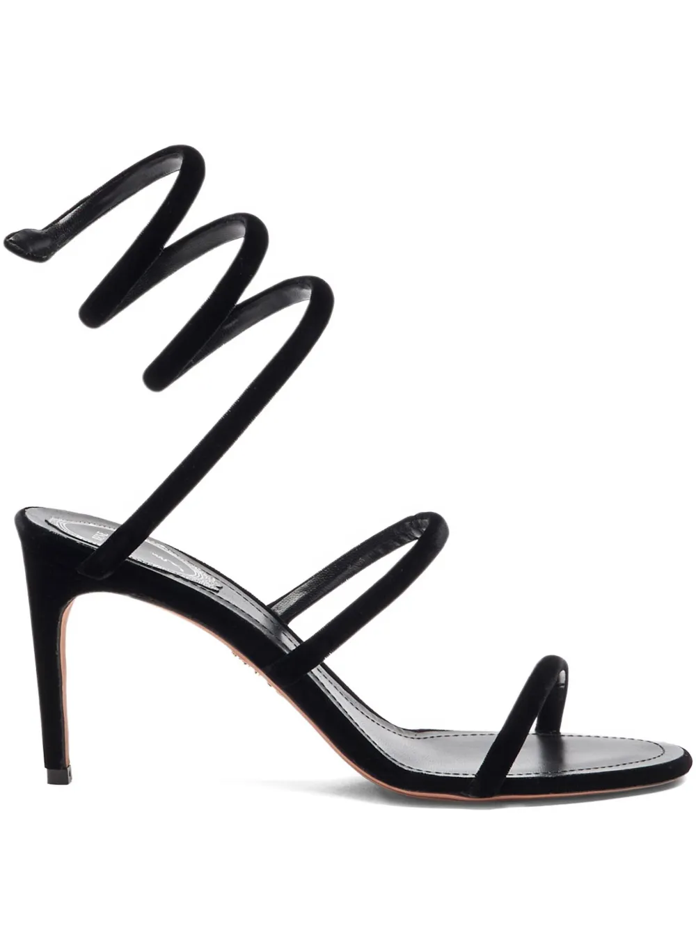 René Caovilla 80mm Cleo Spiral-ankle-strap Sandals In Black