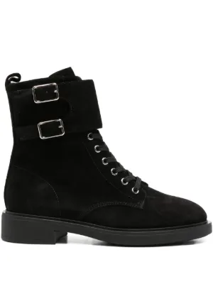 Gucci Double G-plaque Combat Boots | Black | FARFETCH