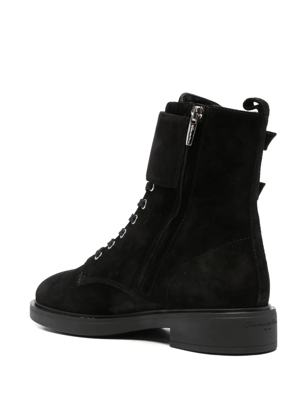 Gianvito Rossi 35mm Ripley double-buckle suede boots Black