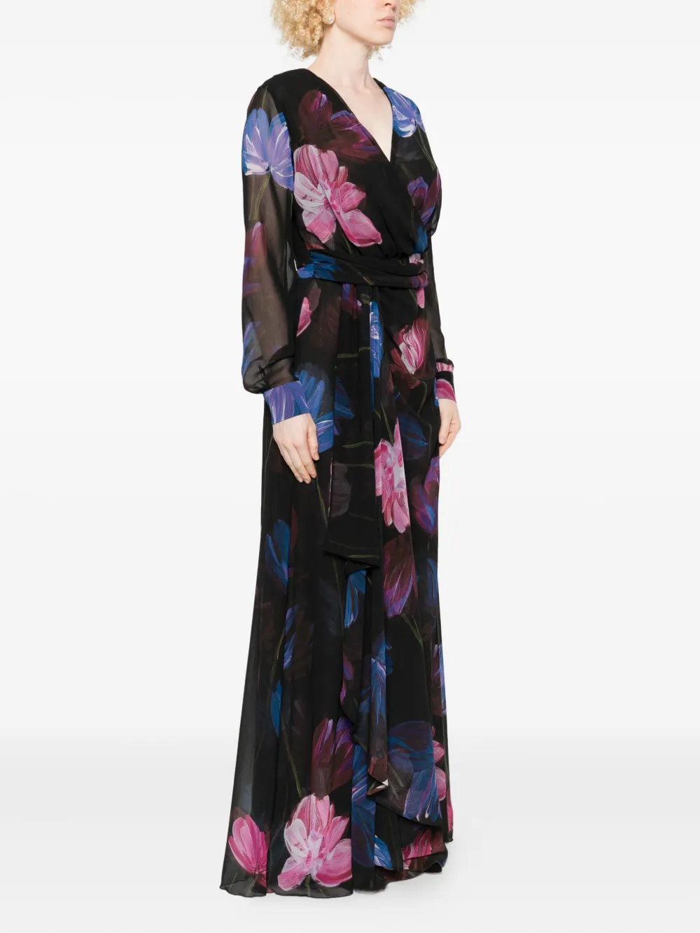 Chiara Boni La Petite Robe Floral-print Ruffled Maxi Dress In Black