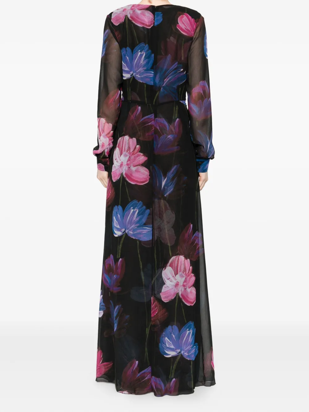 Chiara Boni La Petite Robe Floral-print Ruffled Maxi Dress In Black
