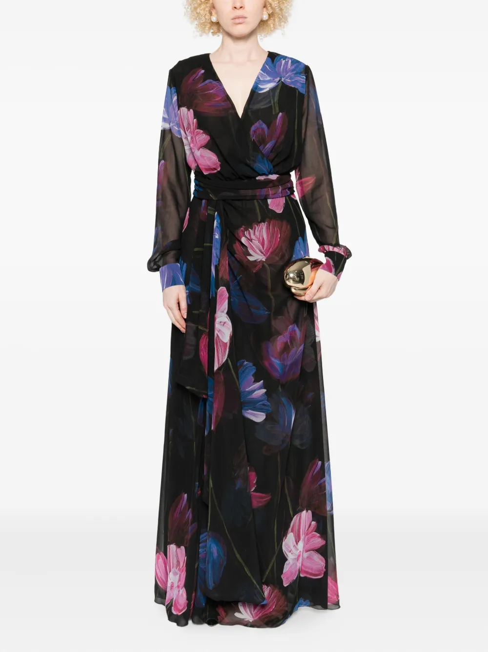 CHIARA BONI La Petite Robe floral-print ruffled maxi dress - Zwart
