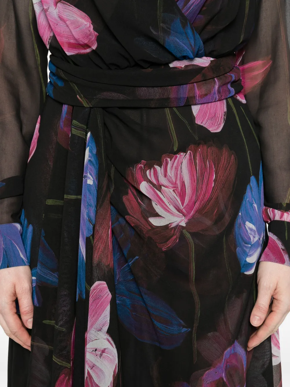 Chiara Boni La Petite Robe Floral-print Ruffled Maxi Dress In Black