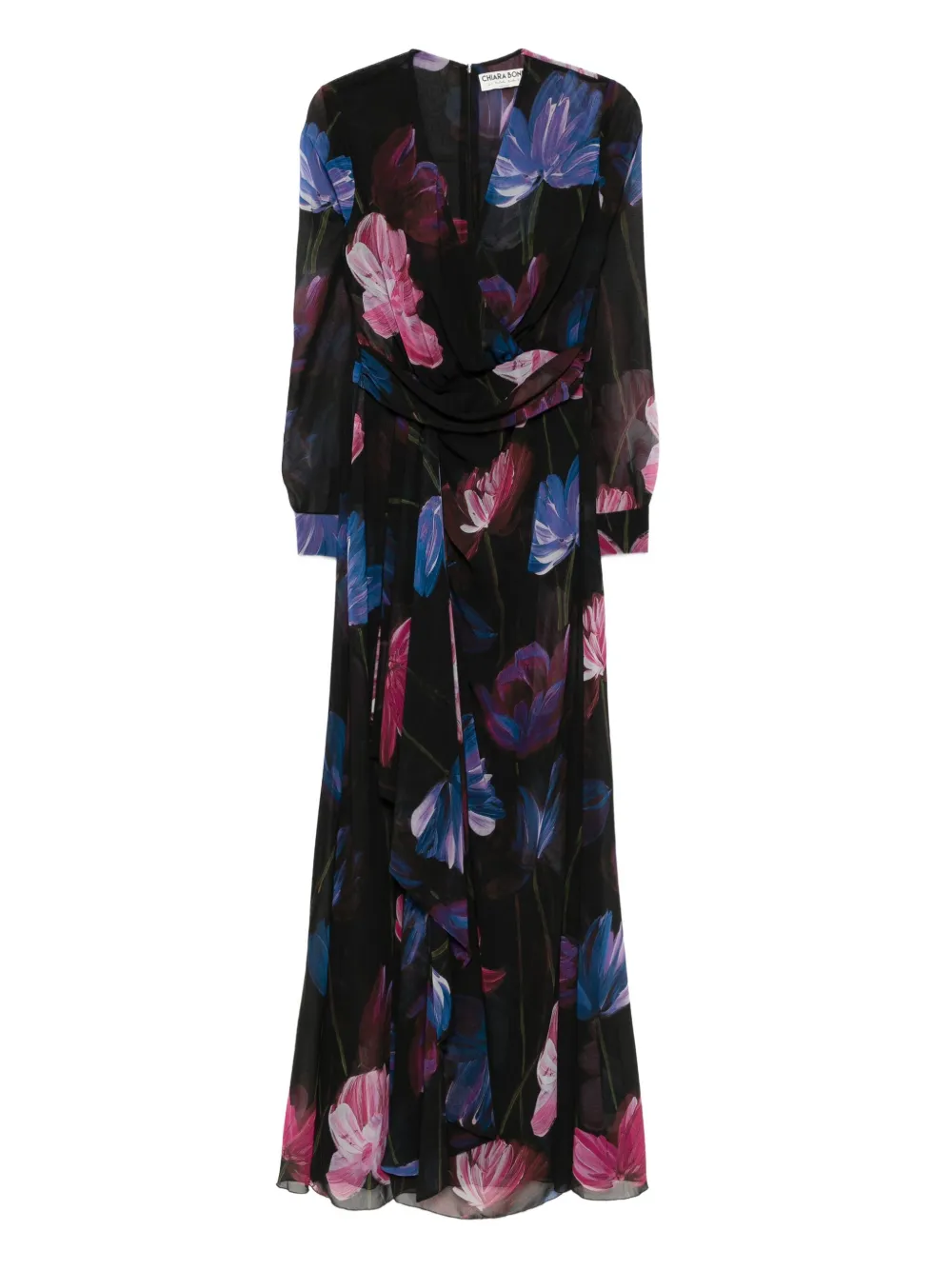 CHIARA BONI La Petite Robe floral-print ruffled maxi dress – Black