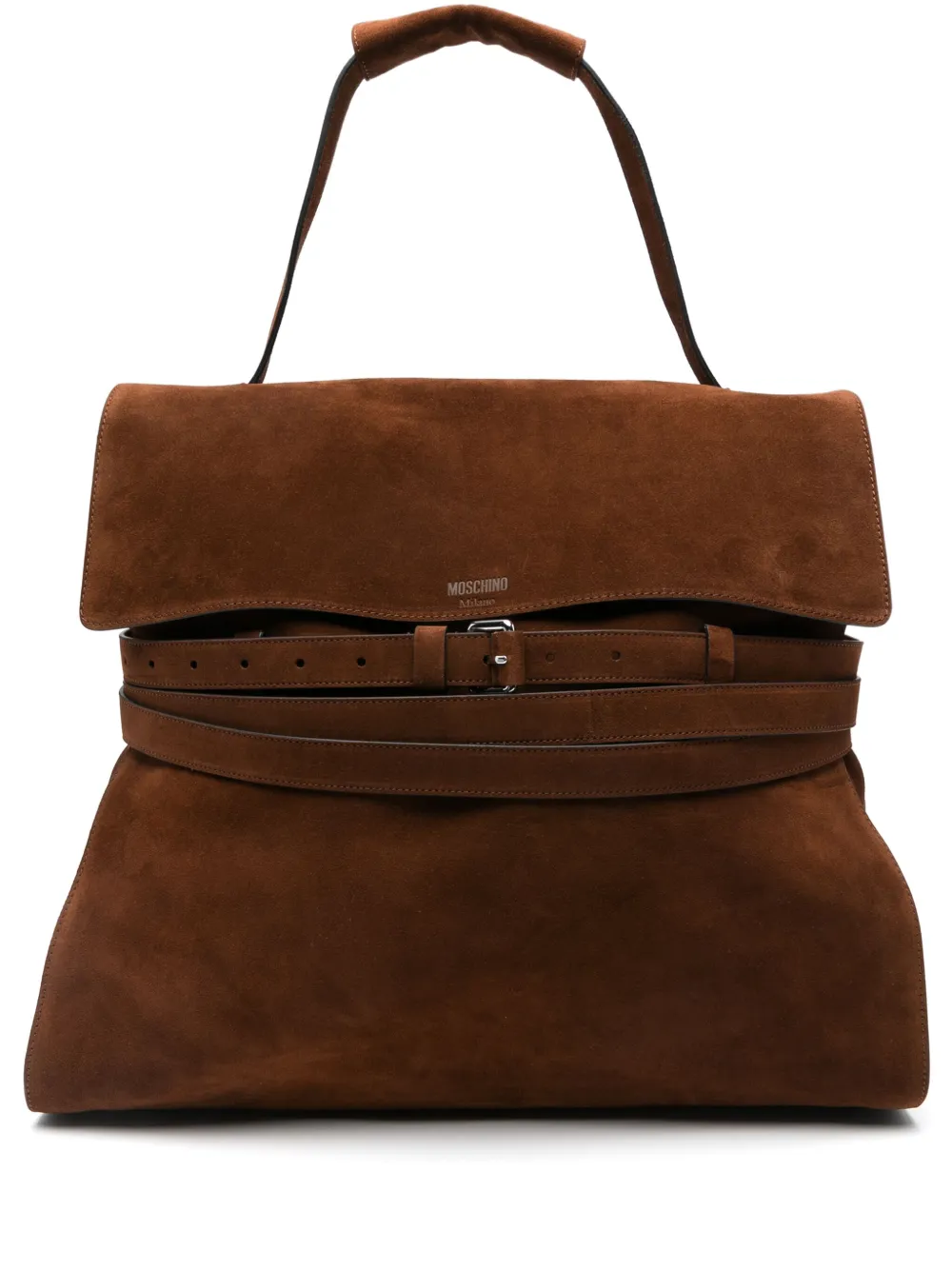 Moschino medium belted suede tote bag | Brown | Image 1