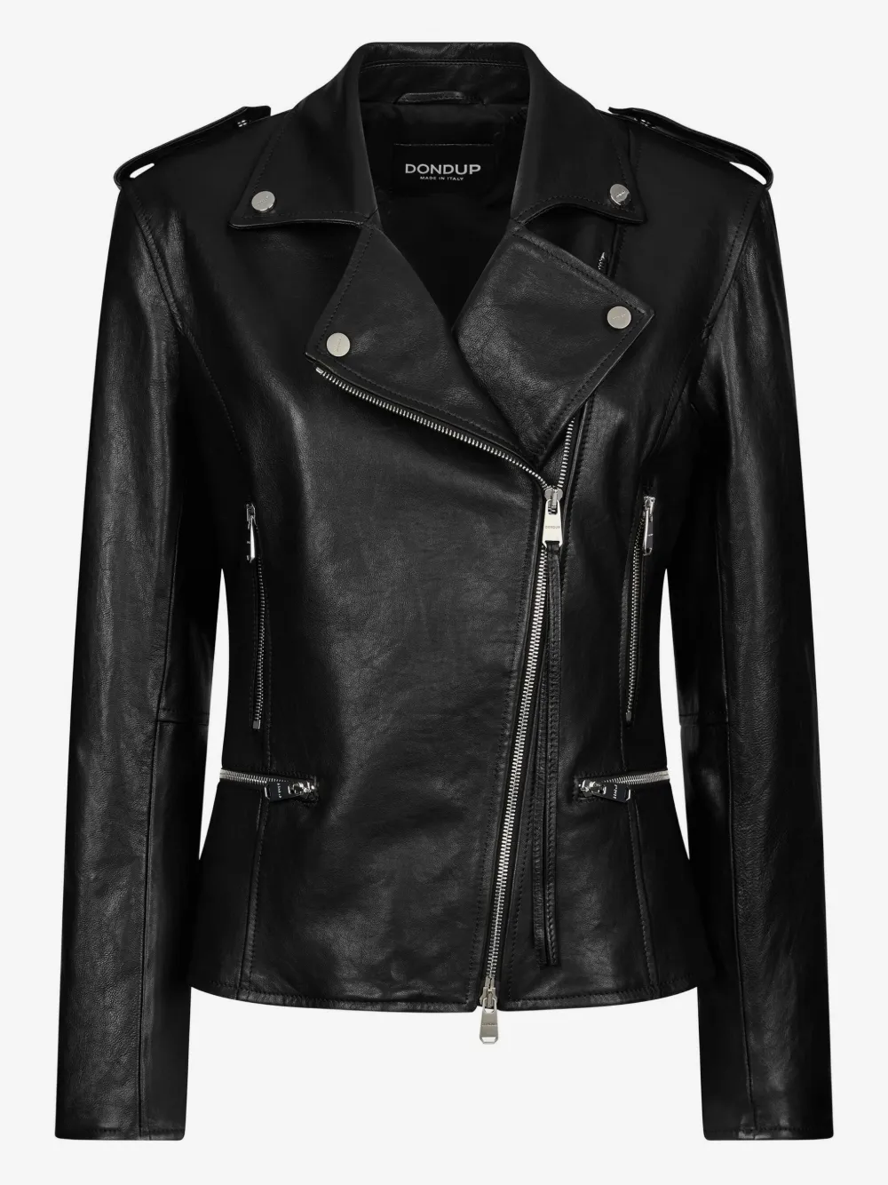 DONDUP asymmetric zip leather jacket | Black | Image 1