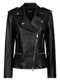 DONDUP asymmetric zip leather jacket - Black
