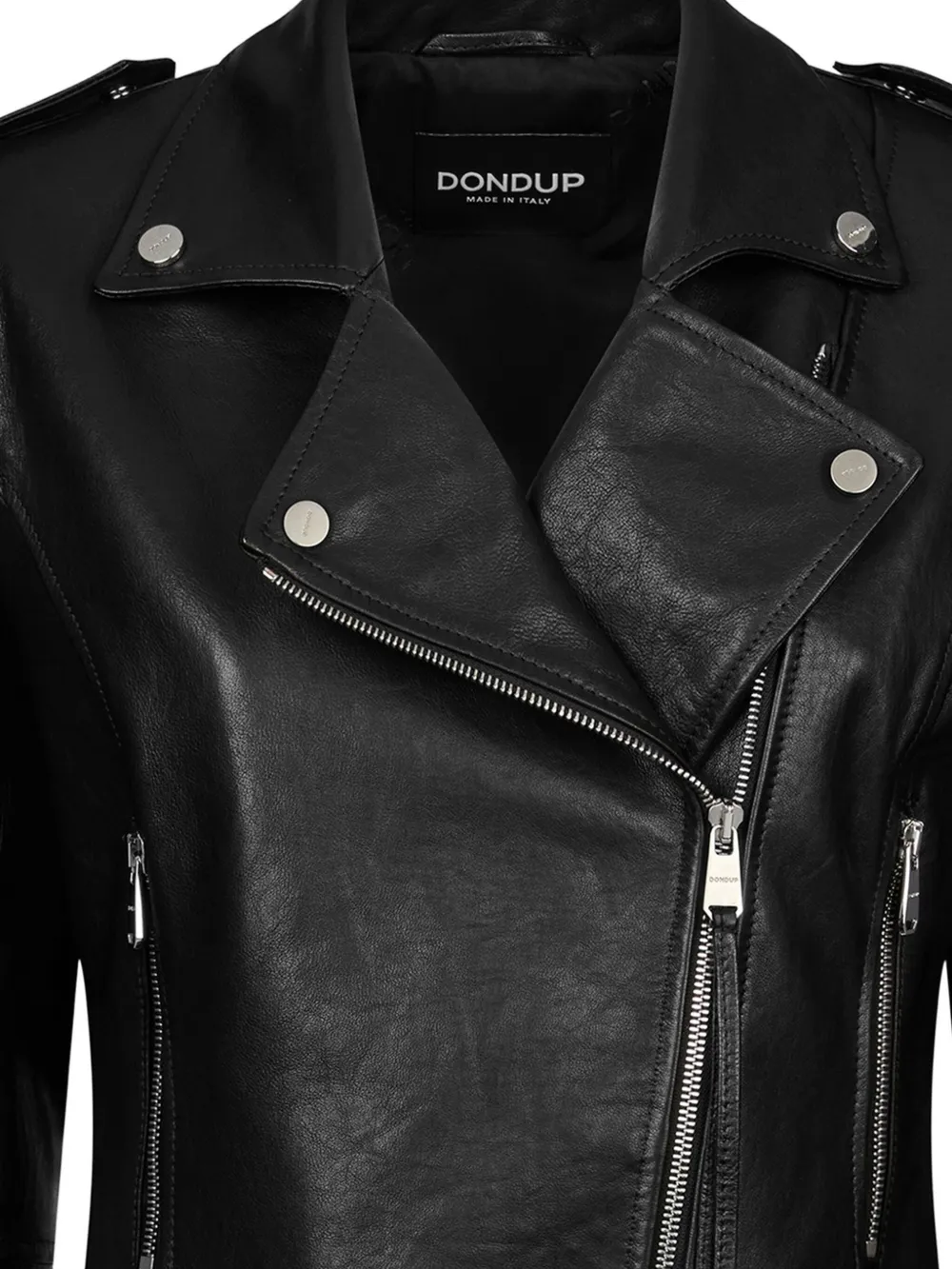 DONDUP asymmetric zip leather jacket Zwart