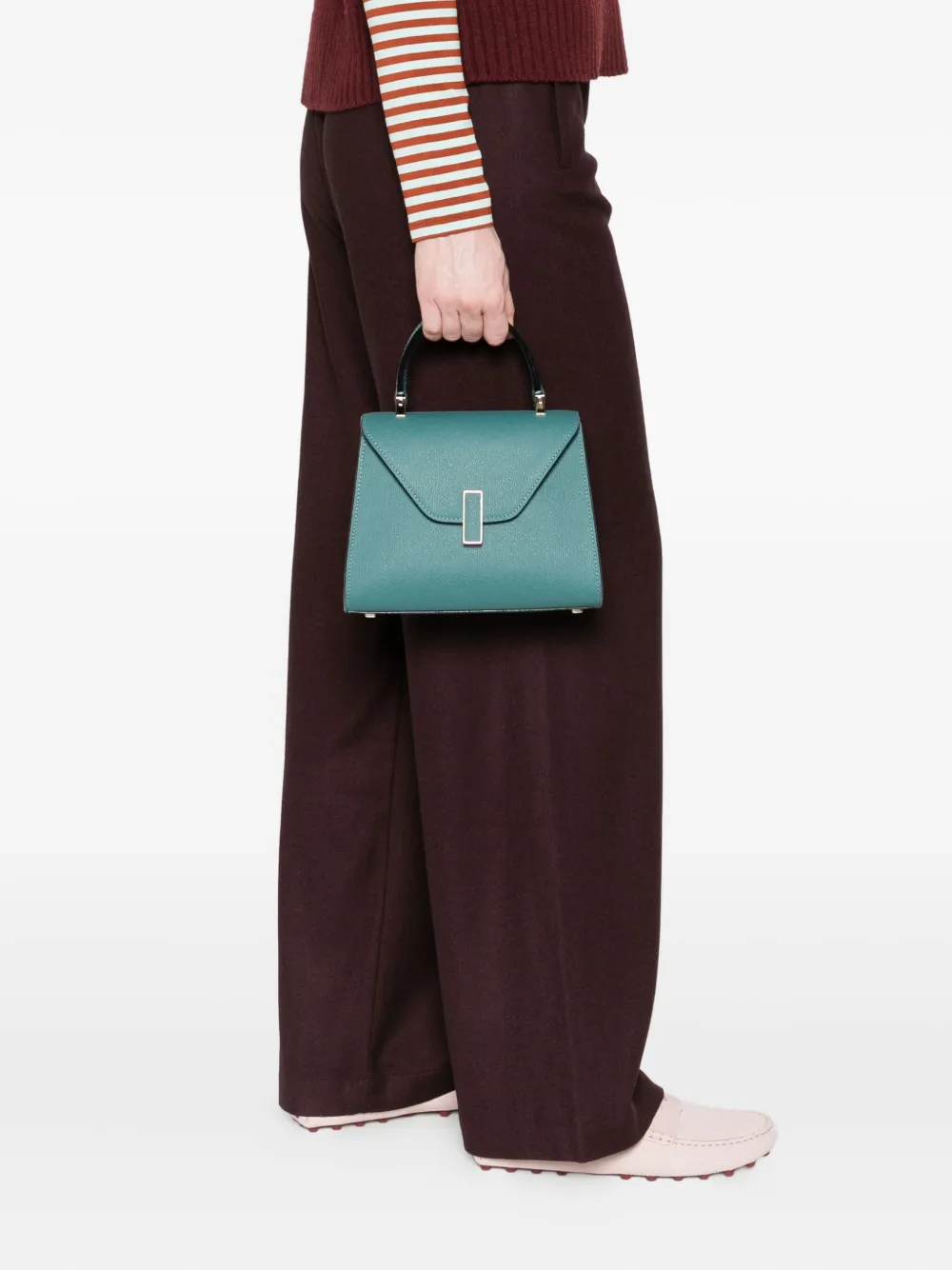 Valextra mini flap-closure top-handle tote bag - Groen