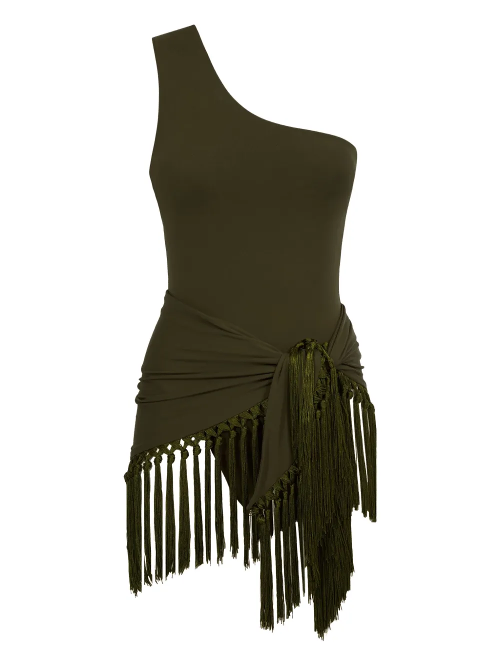 Yacare one-shoulder fringed swimsuit