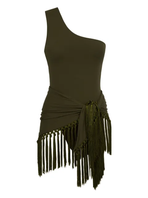 Taller Marmo Yacare one-shoulder fringed swimsuit
