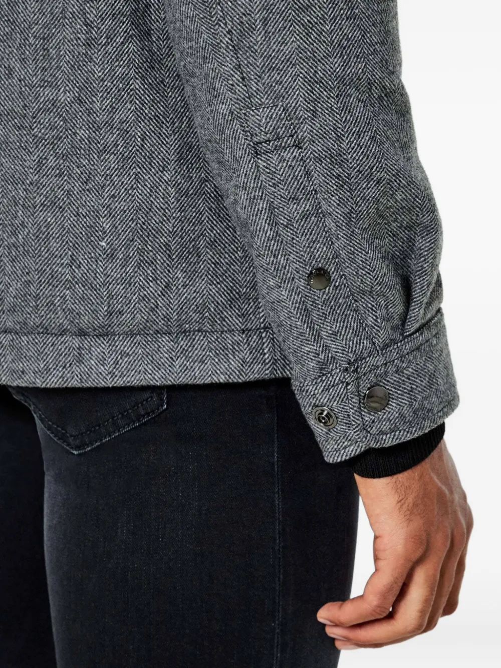 Woolrich herringbone-pattern flap-pocket shirt jacket Grijs