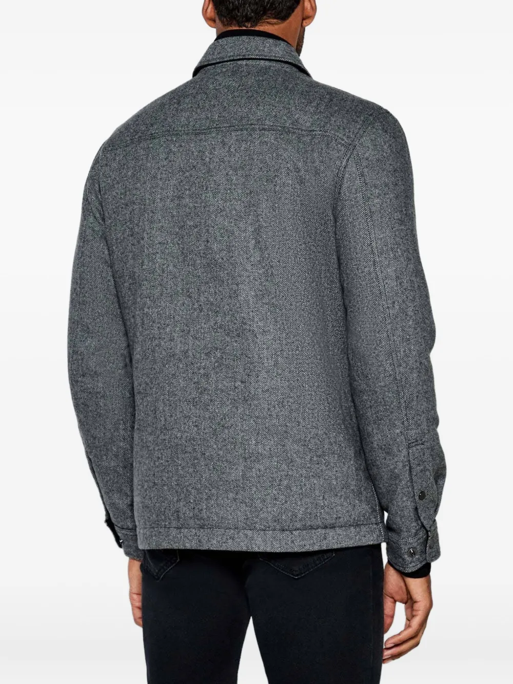 Woolrich herringbone-pattern flap-pocket shirt jacket Grijs