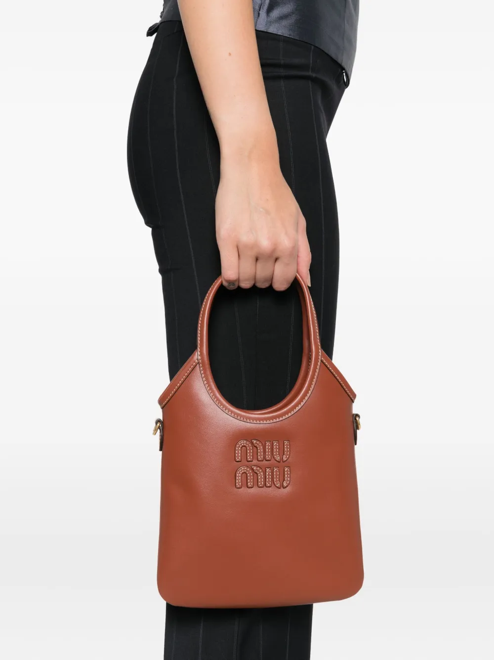 Miu Miu Schoudertas met handgreep - Bruin