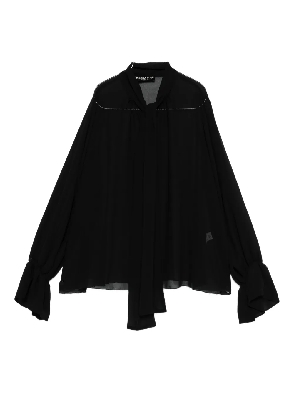 CHIARA BONI La Petite Robe tie-neck bell-sleeve blouse | Black | Image 1