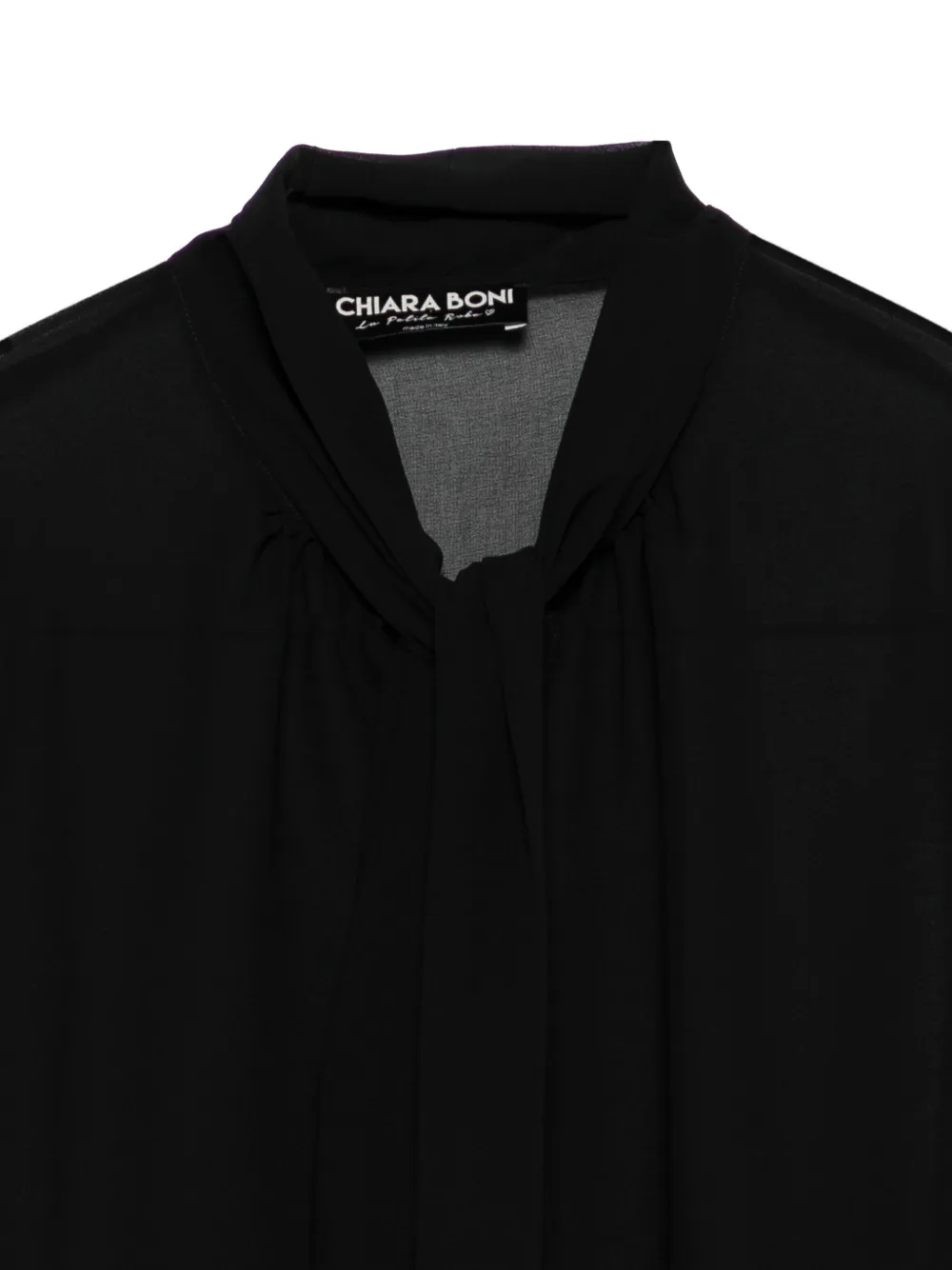 CHIARA BONI La Petite Robe Blouse met klokmouwen en gestrikte hals Zwart