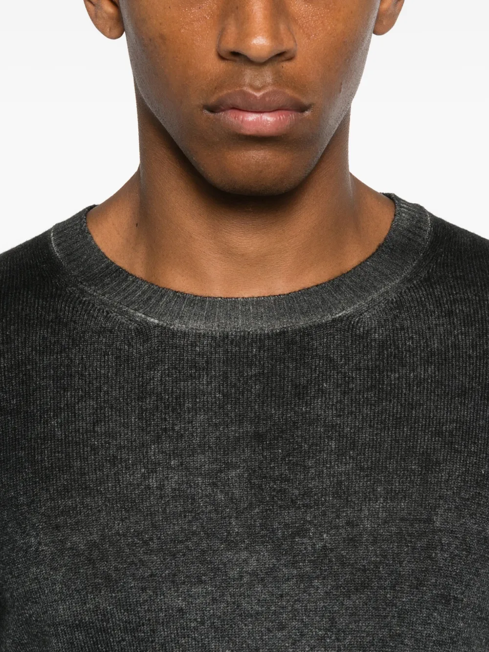 Avant Toi Geborstelde trui met ronde hals Zwart