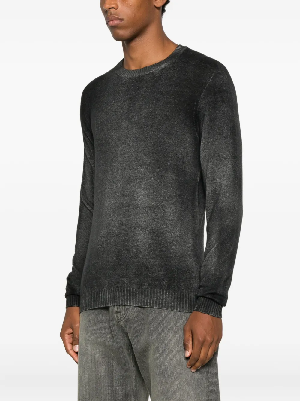 Avant Toi Geborstelde trui met ronde hals Zwart