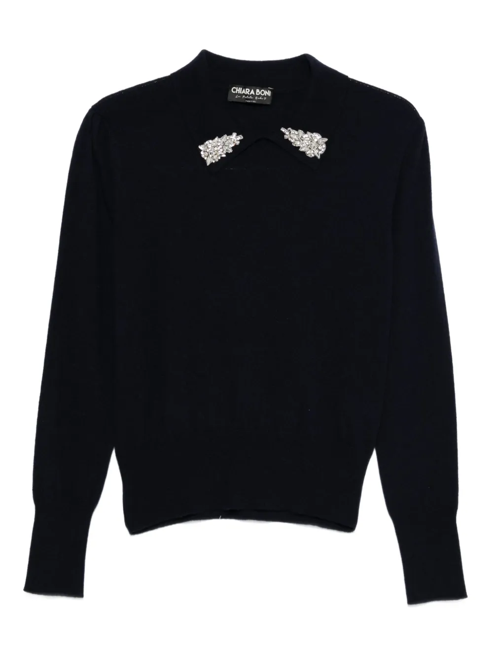 CHIARA BONI La Petite Robe embellished-collar cashmere sweater | Black | Image 1