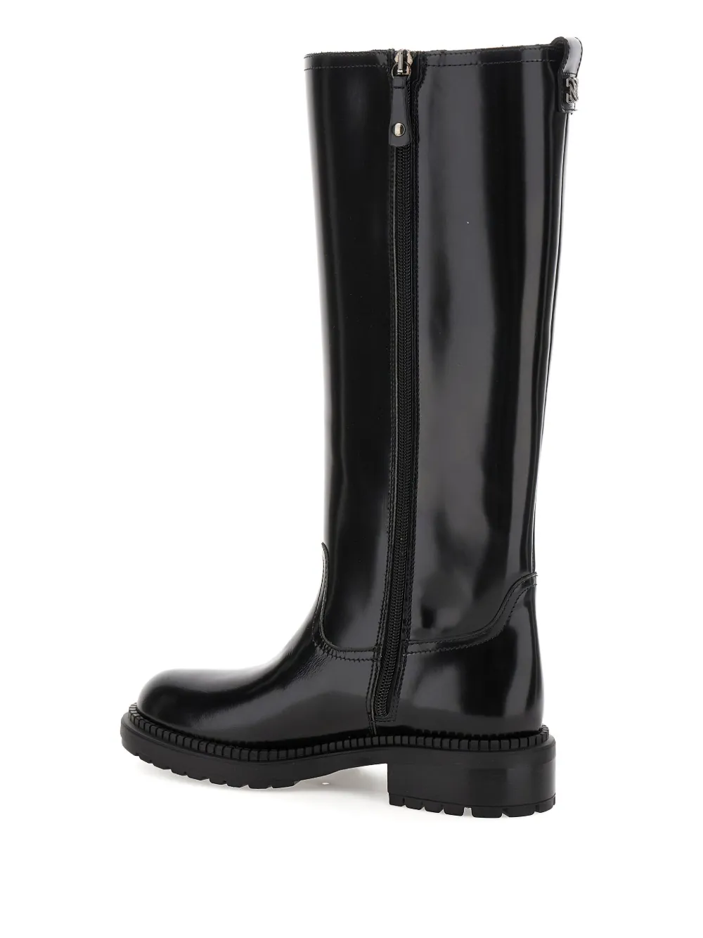 Casadei zip-up leather boots Black