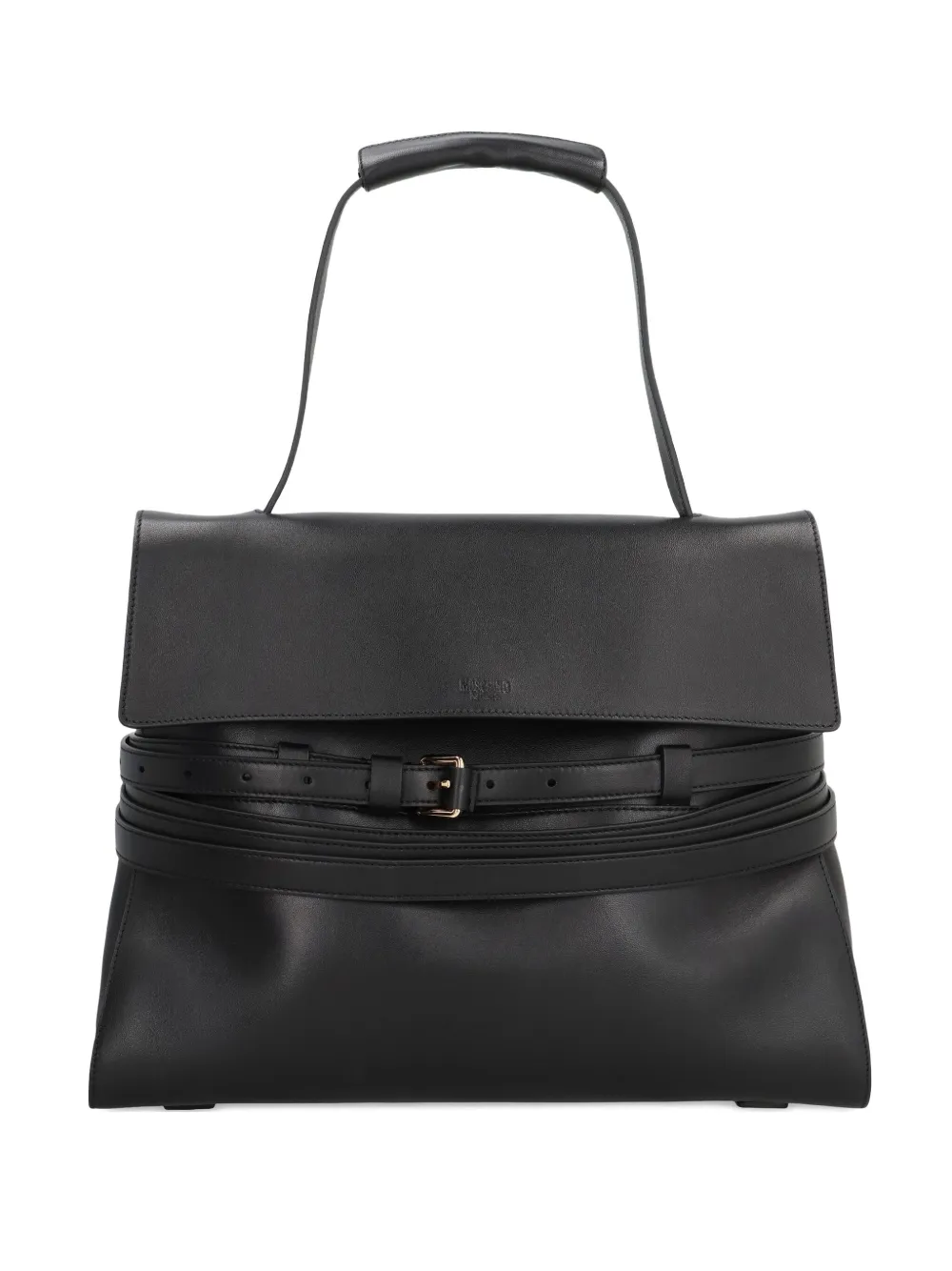 Moschino Tie Me belted leather tote bag Zwart