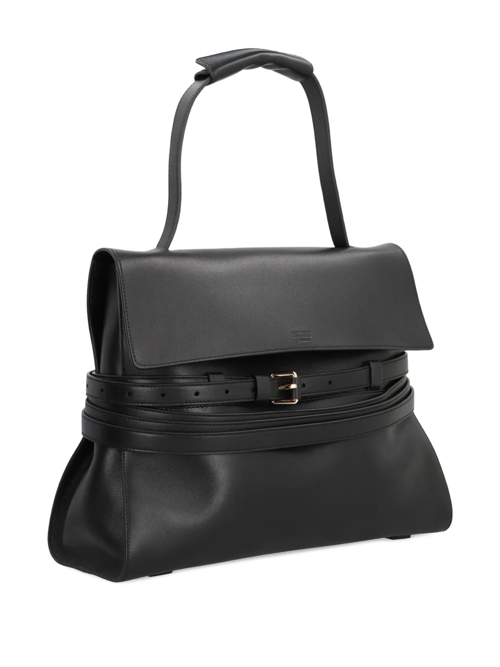 Moschino Tie Me belted leather tote bag - Zwart