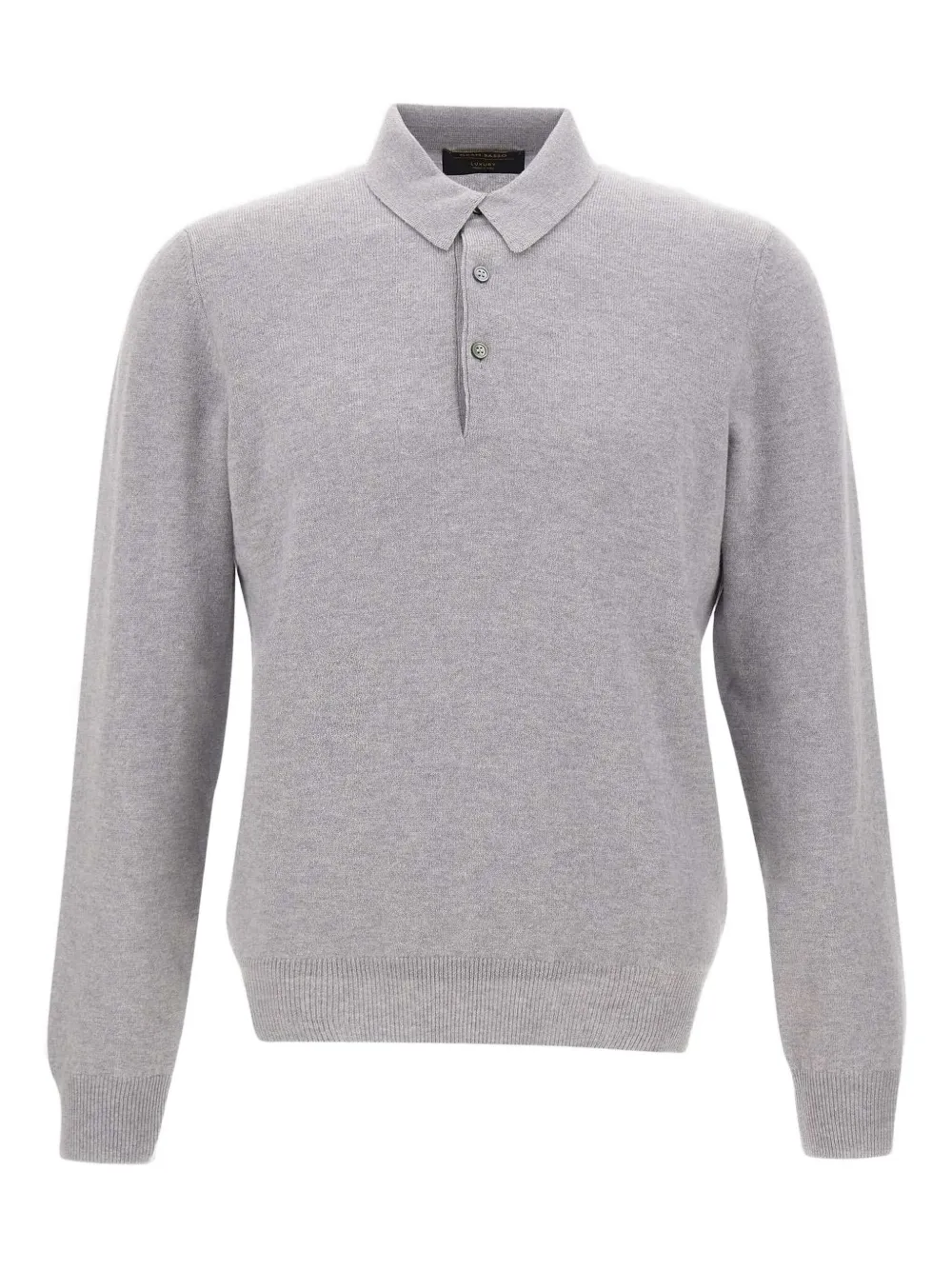 long-sleeve knitted polo shirt