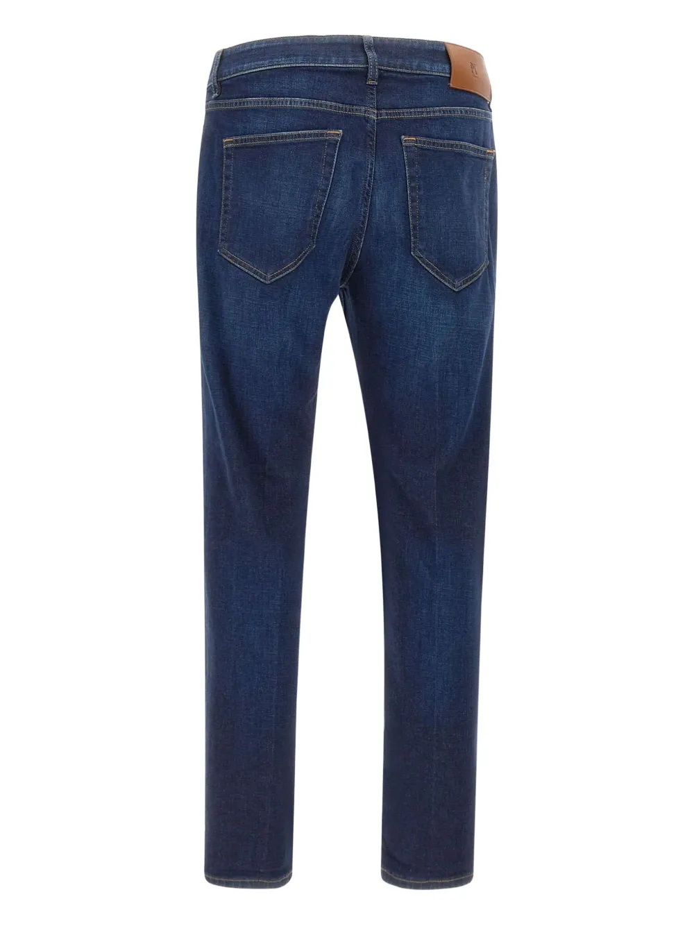 PT Torino Jeans met vier zakken en leren patch Blauw