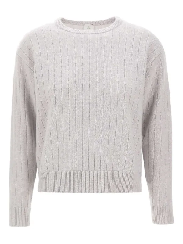 Eleventy Ribbed Crew-neck Sweater in Grey