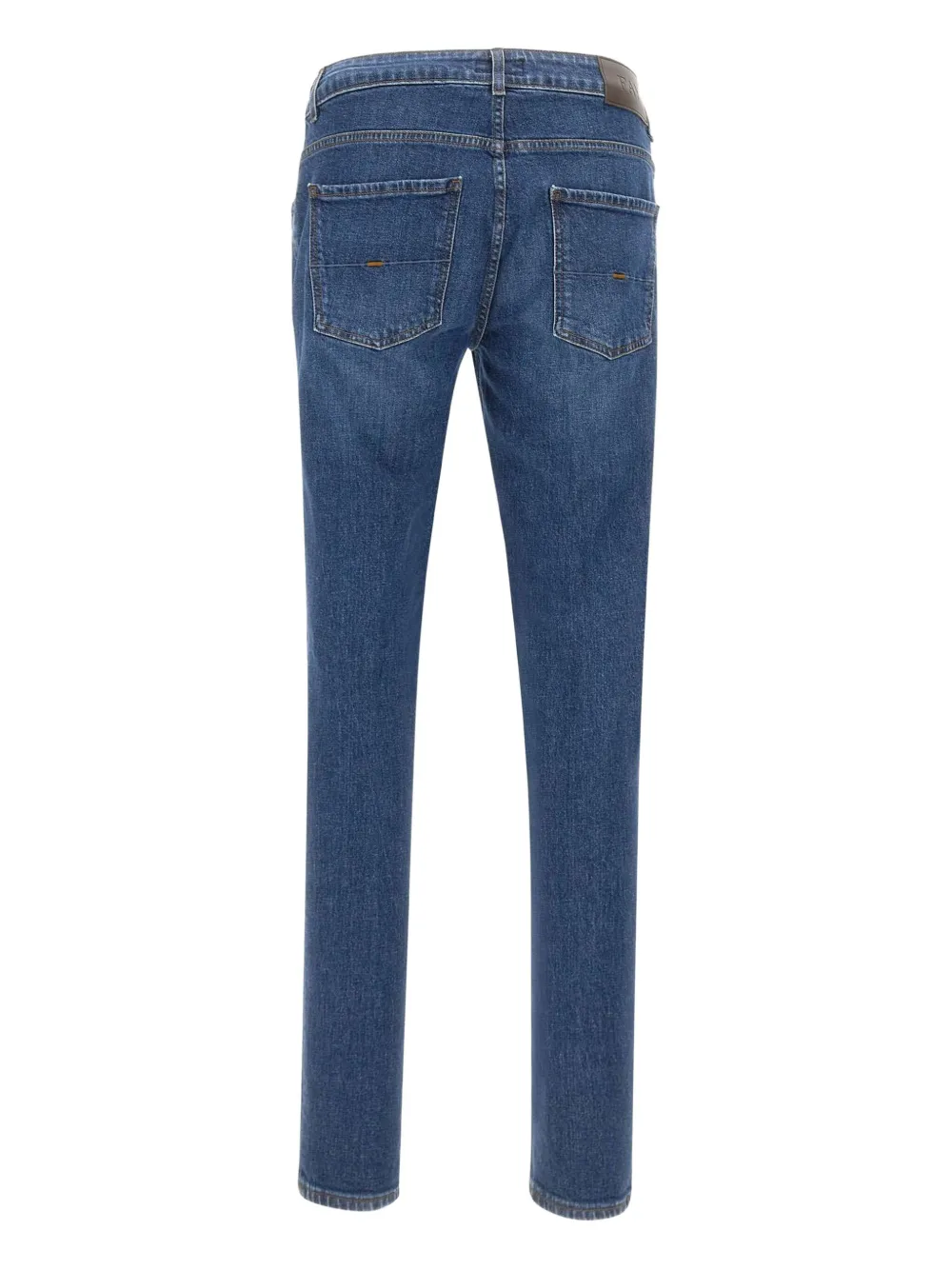 Fay Jeans met vijf zakken en leren patch Blauw